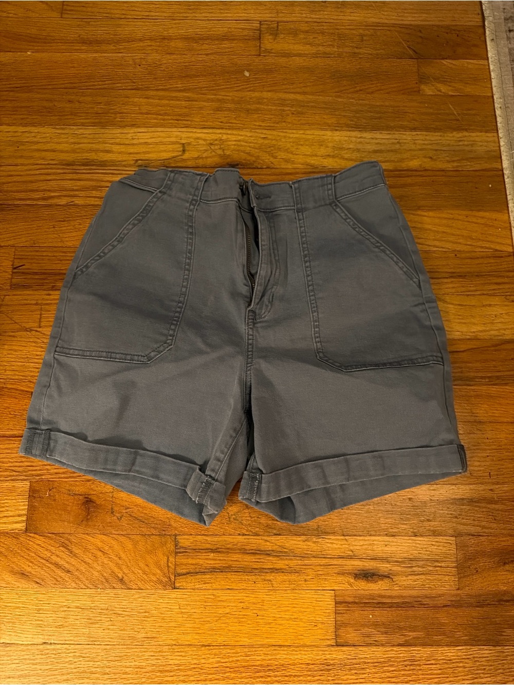 Gloria Vanderbilt Gray High-Waist Cuffed Utility Shorts
